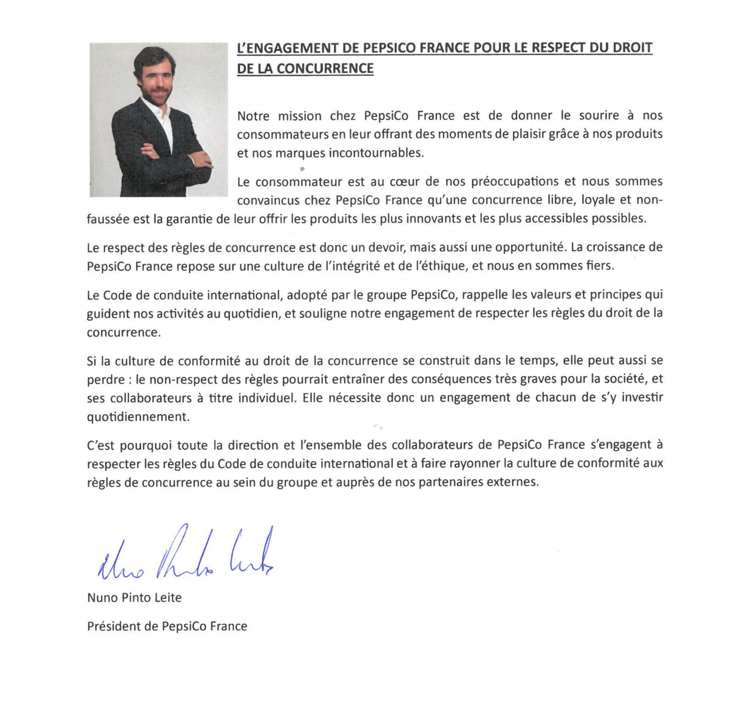 Lettre d'engagement de Nuno Pinto Leite